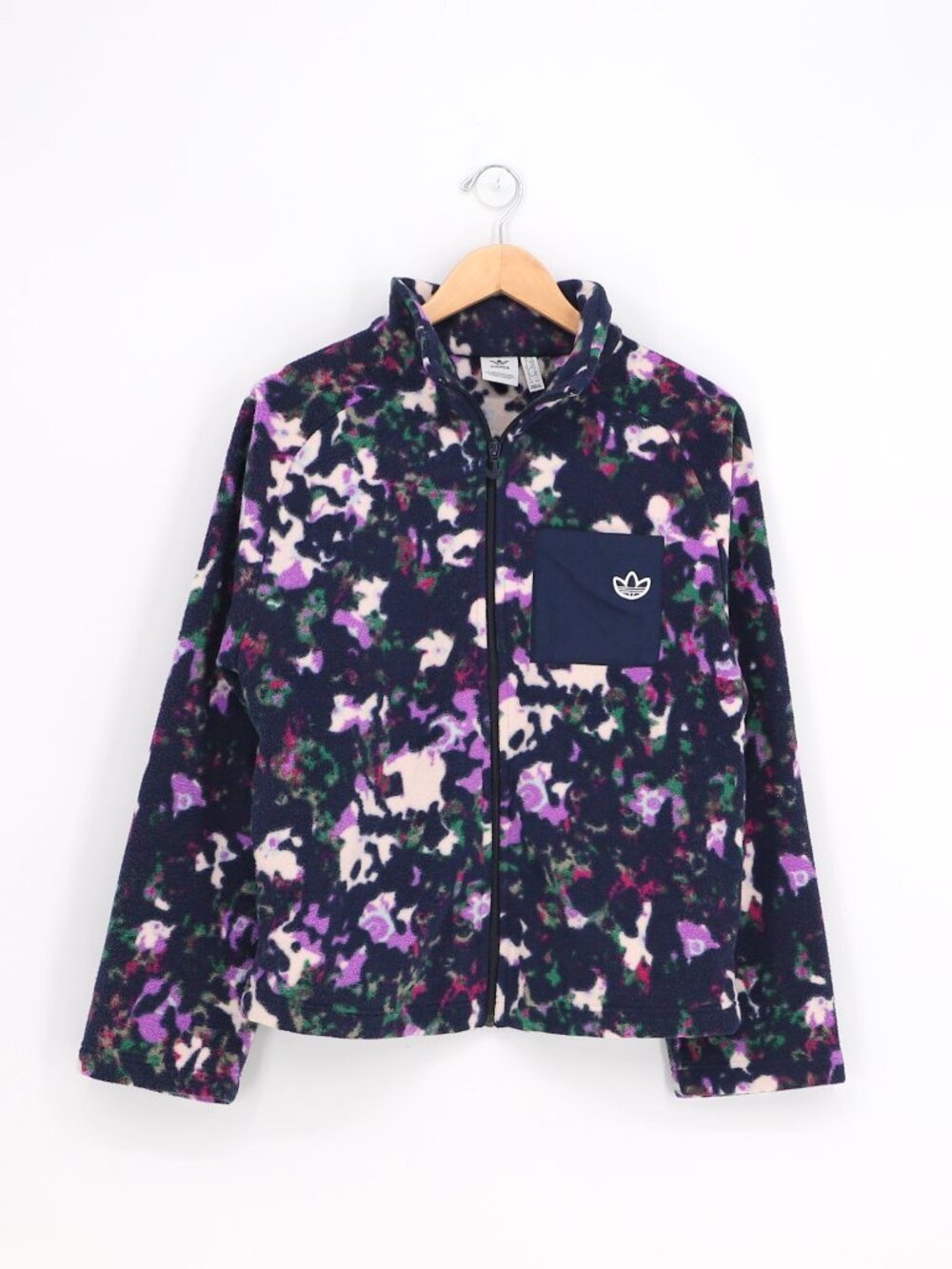 ADIDAS Originals Women's Full Zip Fleece Jacket Purple Abstract Print Size S